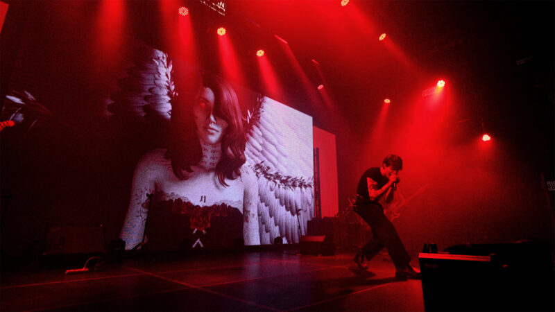 АНГЕЛОК — Live performance under red lights with an angel on the screen