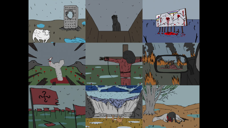 ВІДЛУННЯ — Hand-drawn storyboard sketches for the nine scenes